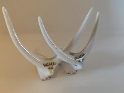 Art deco hollóházi két bors ökröcske porcelán figura