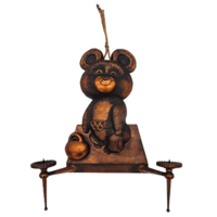 Misa mackó fali gyertyatartó -  vörösréz - M1654