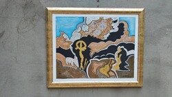 Roma festő és képzőművész , Balázs  J. : szél és mélységek   Tempera karton .