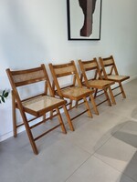 Mid-century nádazott összecsukható fa székek- 4 db
