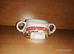 Paradicsomleves feliratú porcelán füles tál, tányér recepttel (19/d)