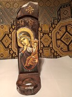 KÉZZEL KÉSZÍTETT BIZÁNCI IKON MÁSOLAT GYERTYATARTÓ (G7)