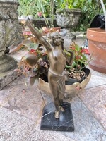 Bronz nő Art Deco akt szobor  màrvàny talapzaton.3,429 kg