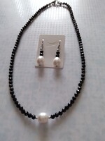 Stunning Faceted Genuine SPINEL Necklace with Real Pearls + Earrings Set at a Bargain Price