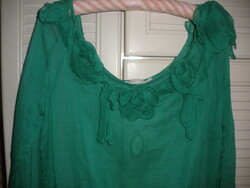 100% silk selyem blúz, zöld