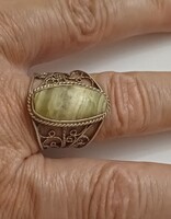 Szovjet Orosz Ezüst Gyűrű Szerpentin Filigrán Vintage