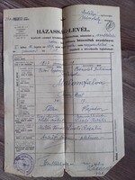 Házasságlevél - Esküvő 1847, másolat 1942-ből, Udvarhely vármegye Malomfalva / Szentlélek plébánia