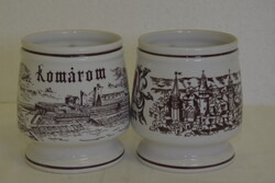 Hollóházi porcelán korsók Komárom felirattal A261