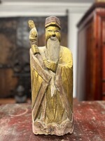 Ancient Chinese Carved Wooden Statue, Eastern, Asian, Japanese