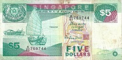 5 dollár 1997 Szingapúr Singapore 1.