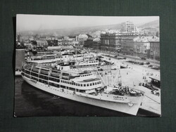 Képeslap,Horvátország,Rijeka,Fiume,port,kikötő,Jugoszlávia hajó,1960-