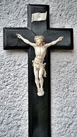 3. Antik, CSONT Jézus Krisztus (18.5 cm, hatalmas méretek!), 41 cm-es feszület, impozáns méretek, na