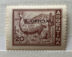 Láma - Argentina-i postatiszta bélyeg felülbélyegzéssel 1961.