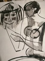 Józsa János festőművész és grafikusművész Egyedi tusrajza