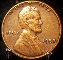 Amerikai Egyesült Államok 1 cent, 1957 Kalászos penny, Lincoln Verdejel nélkül C03F1