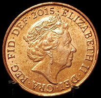 Egyesült Királyság 1 penny, 2015 a Királynő mellképe, "JC" mesterjel C09F1