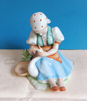 Zsolnay Libát Tömő Etető Kislány Porcelán Figura