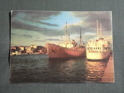 Képeslap,Bulgária,Nessebre,Neszebar,port,kikötő,hajó látkép,részlet 1960-