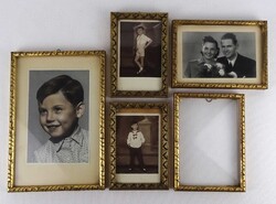 1W386 Régi, laparanyozott, faragott fa képkeret csomag 5 darab