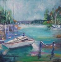 Kikötő - olaj, vászon, 50x50