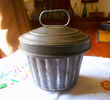 Antik fedeles fém kuglófsütő - vintage cukrász kuglóf sütőforma
