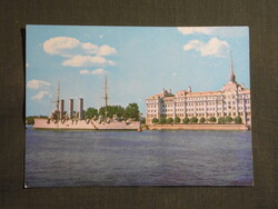Képeslap,Oroszország,Leningrád,Szentpétervár,kikötő,Aurora cirkáló,csatahajó látkép, 1981-
