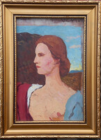 Marcell Vértes: Plein-air model. Oil on cardboard behind glass. Comes with a certificate of authenticity. Also available with a company invoice.