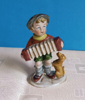 Bertram Wagner & Apel Harmónikás Fiú Német Porcelán Figura