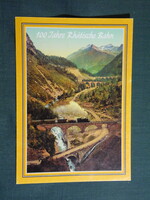 Képeslap,Svájc,100 éves Rhatische Bahn vasúttársaság,gőzmozdony,1990-