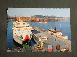 Képeslap,Svédország,Göteborg,Stenpiren,port,komp hajó,kikötő,gőzhajó látkép,részlet, 1980-