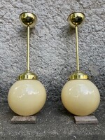 Felújított Art Deco / Bauhaus lámpa réz test / champagne üveg búra - retro design vintage
