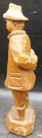 Kézzel faragott régi retró vintage antik népi faragás fa figura szobor,13cm. 3660b