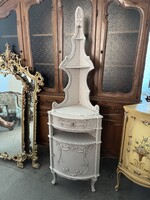 Sarok polc festett krémfehér vintage