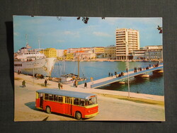 Képeslap,Horvátország,Zadar,Zára,port,kikötő,hajó,FAP G-5 GVF-UG autóbusz,1960-