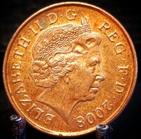 Egyesült Királyság 1 penny, 2008 a Királyi címer részlete C10A1