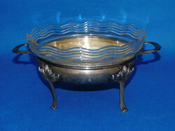 Ezüst Szecessziós kínáló üveg betéttel  539 g