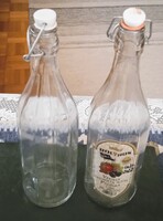 Csatos üveg üvegpalack szett bordás vastagfalú tartós üveg csatos kupakkal 1 l  5 db befőzéshez