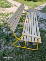 Retro csővázas kerti pad régi szánkotalpas strand pad Balatoni pad régi kertipad