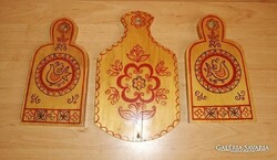 Régi orosz népművész ajándéktárgy festett dísz vágódeszka 3 db egyben 21-25 cm (6p-sz)