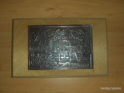 Retro réz falikép fa tartón Hévíz emlék - 12*19,5 cm (28/d)