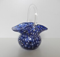 Régi olasz muránói millefiori kis üveg kosárka