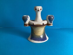 Vígh Éva kerámia, gyertyatartó, asztali dísz, női figura .