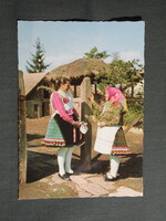 Képeslap,Buják népviselet,népművészet látkép,részlet,1970-