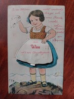 Régi képeslap, Osztrák képeslap kihajtható harmónika szerű kis képekkel 1930