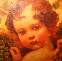 GARANTÁLTAN EREDETI CSODÁS  VERESS ZOLTÁN / 1868-1935 / : PUTTO SZŐLŐVEL 1920