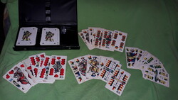 Retro bőr,díszdobozos Magyar Kártyagyáras francia römi + Magyar kártyapakli HIÁNYTALAN képek szerint