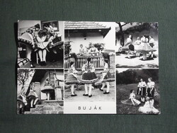 Képeslap,Buják népviselet,népművészet látkép,részlet,1981-