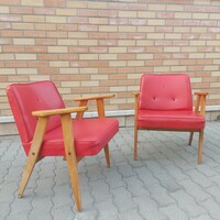 Retro műbőr klubfotel századközepi fotel (2db)