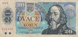 20   Korona    1988 Felülbélyegzésel   Csehszlovákia