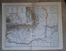 "Románia térképe" cca 1900 A Pallas Nagylexikon térkép melléklete